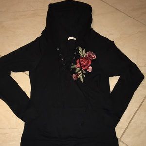 Occasion black lace up hoodie